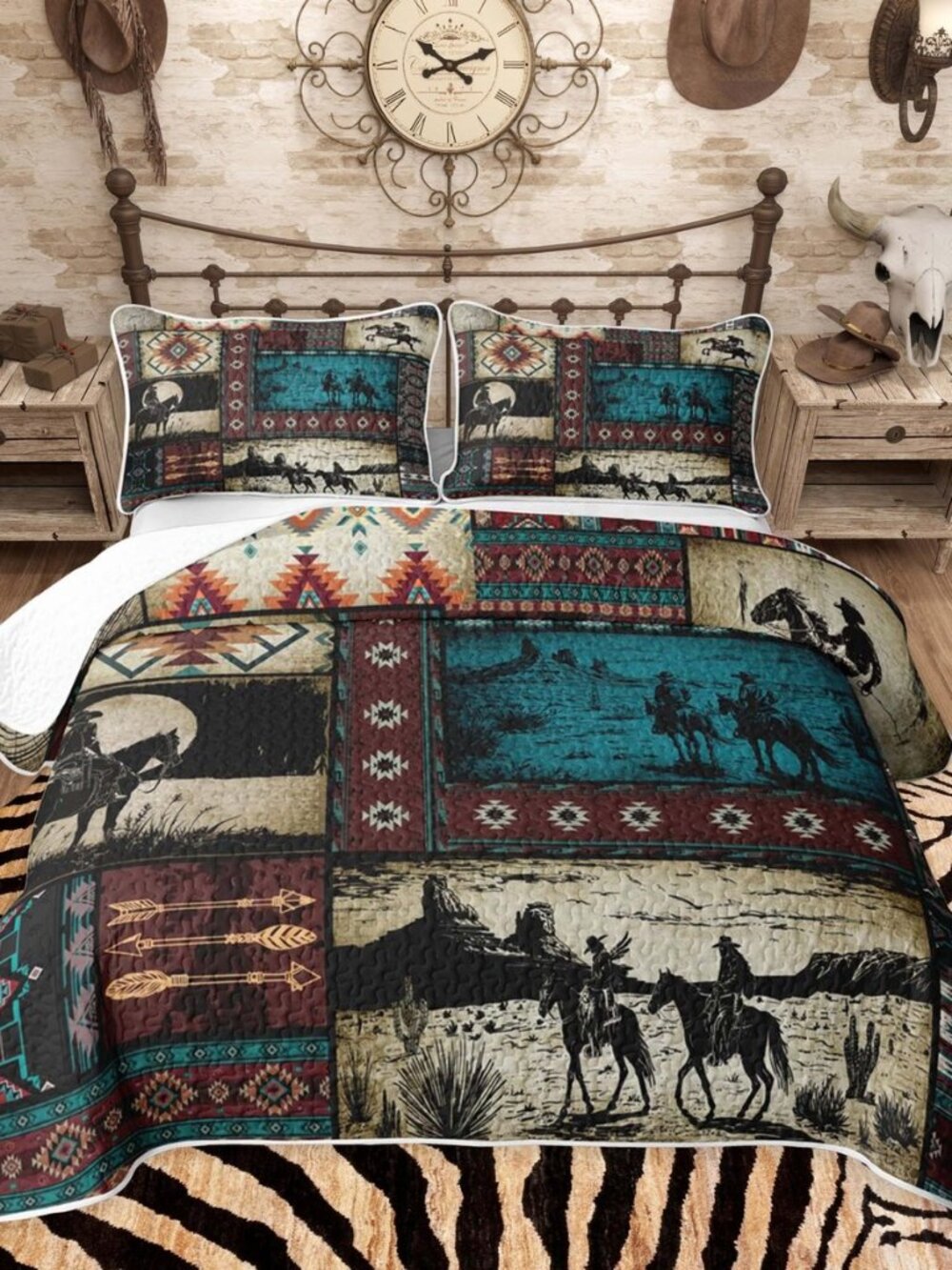 Western Cowboy Southwestern Quilts for Queen Bed